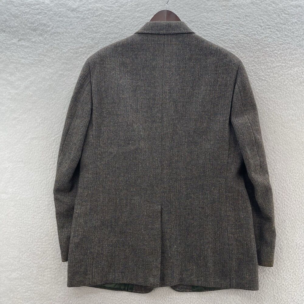 Vintage Kingsridge Tweed Blazer Mens 44R Wool Preppy Academia Leather Button USA - Picture 8 of 12